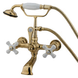 Vintage Three-Handle 2-Hole Tub Wall Mount Clawfoot Tub Faucet with Hand Shower