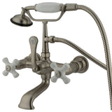 Vintage Three-Handle 2-Hole Tub Wall Mount Clawfoot Tub Faucet with Hand Shower