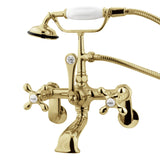 Vintage Three-Handle 2-Hole Tub Wall Mount Clawfoot Tub Faucet with Hand Shower