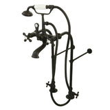 Vintage Three-Handle 2-Hole Freestanding Clawfoot Tub Faucet Package with Supply Line and Hand Shower