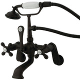 Vintage Three-Handle 2-Hole Tub Wall Mount Clawfoot Tub Faucet with Hand Shower