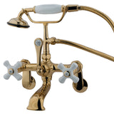 Vintage Three-Handle 2-Hole Tub Wall Mount Clawfoot Tub Faucet with Hand Shower