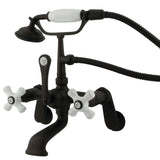 Vintage Three-Handle 2-Hole Tub Wall Mount Clawfoot Tub Faucet with Hand Shower