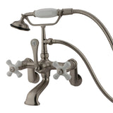 Vintage Three-Handle 2-Hole Tub Wall Mount Clawfoot Tub Faucet with Hand Shower