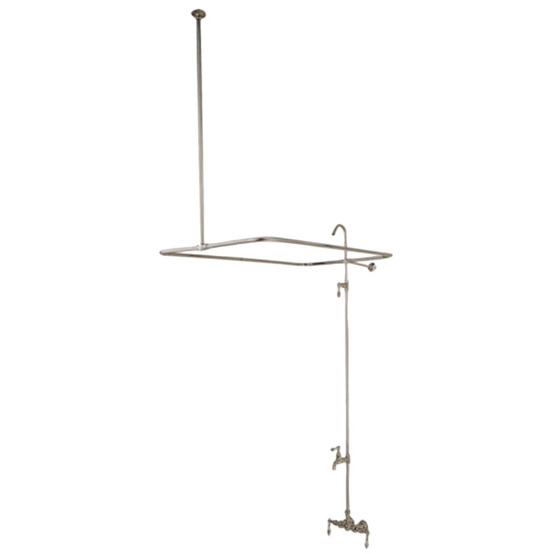 Vintage Four-Handle 2-Hole Tub Wall Mount Clawfoot Tub Faucet with Shower Enclosure