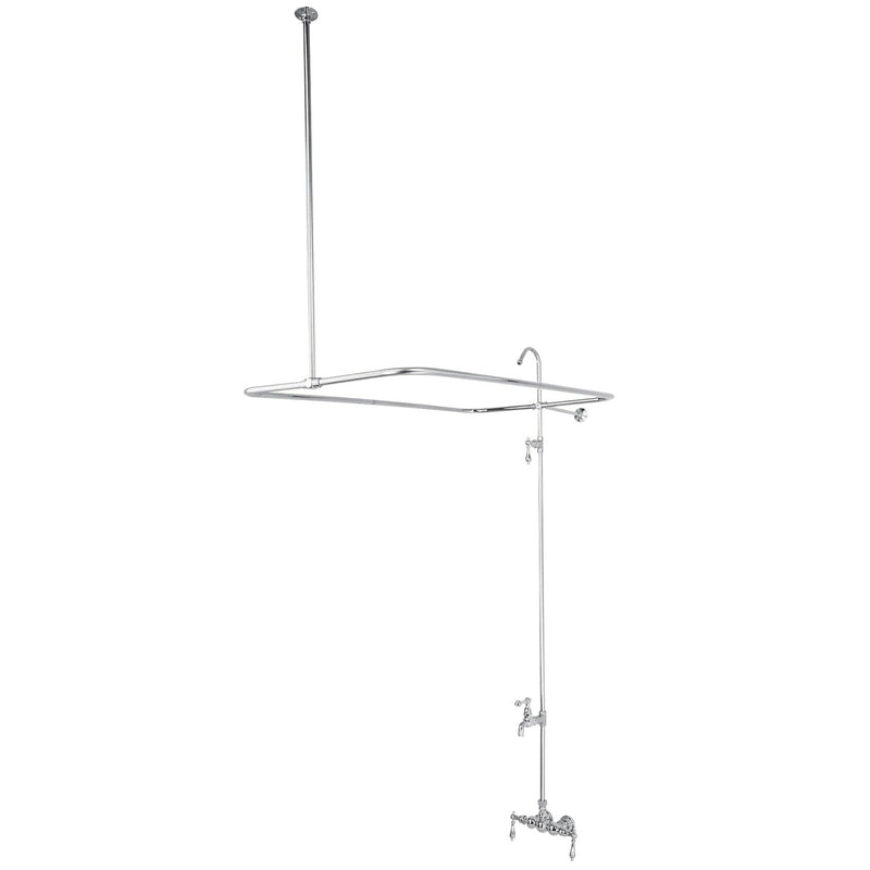 Vintage Four-Handle 2-Hole Tub Wall Mount Clawfoot Tub Faucet with Shower Enclosure