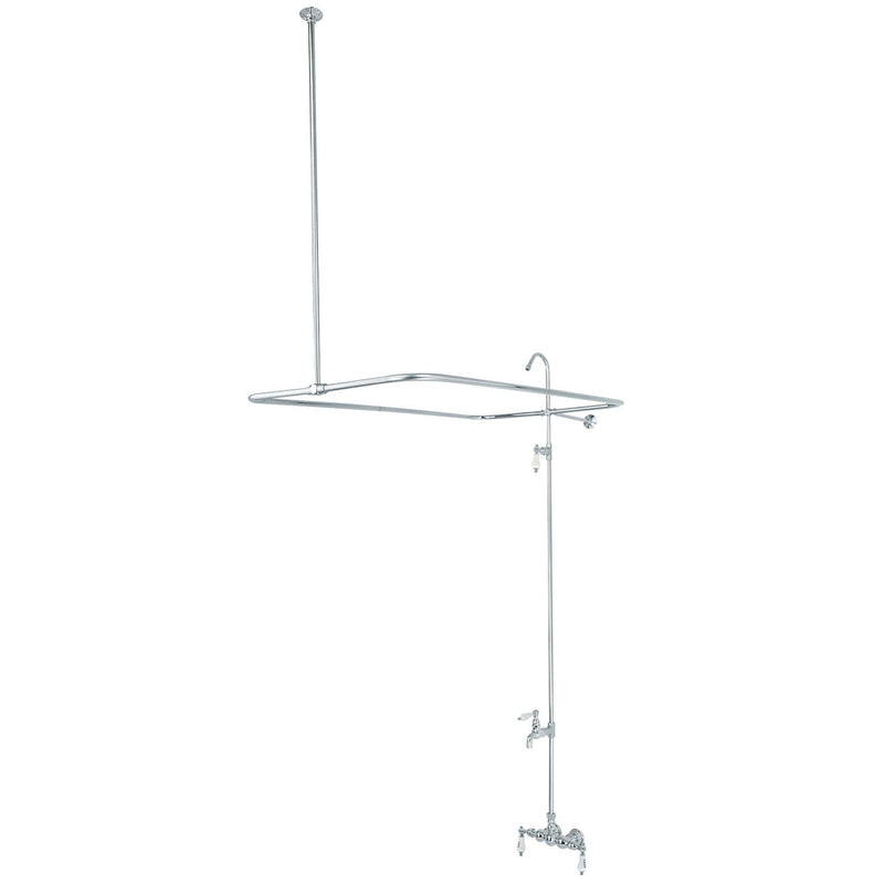 Vintage Three-Handle 2-Hole Tub Wall Mount Clawfoot Tub Faucet with Shower Enclosure