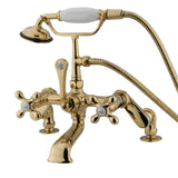 Vintage Three-Handle 2-Hole Deck-Mount Clawfoot Tub Faucet with Hand Shower