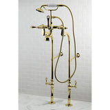 Vintage Three-Handle 2-Hole Freestanding Clawfoot Tub Faucet Package with Supply Line and Stop Valve