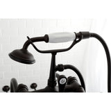 Vintage Three-Handle 2-Hole Freestanding Clawfoot Tub Faucet Package with Supply Line and Stop Valve