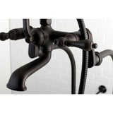 Vintage Three-Handle 2-Hole Freestanding Clawfoot Tub Faucet Package with Supply Line and Stop Valve