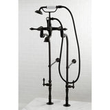 Vintage Three-Handle 2-Hole Freestanding Clawfoot Tub Faucet Package with Supply Line and Stop Valve