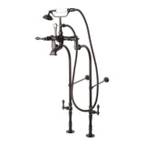 Vintage Three-Handle 2-Hole Freestanding Clawfoot Tub Faucet Package with Supply Line and Stop Valve