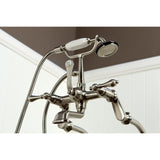Vintage Three-Handle 2-Hole Freestanding Clawfoot Tub Faucet Package with Supply Line and Stop Valve