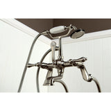 Vintage Three-Handle 2-Hole Freestanding Clawfoot Tub Faucet Package with Supply Line and Stop Valve