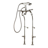 Vintage Three-Handle 2-Hole Freestanding Clawfoot Tub Faucet Package with Supply Line and Stop Valve