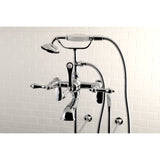 Vintage Three-Handle 2-Hole Freestanding Clawfoot Tub Faucet Package with Supply Line and Stop Valve