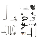 Vintage Three-Handle 2-Hole Tub Wall Mount Clawfoot Tub Faucet Package with Shower Enclosure