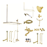 Vintage Three-Handle 2-Hole Tub Wall Mount Clawfoot Tub Faucet Package with Shower Enclosure