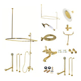 Vintage Three-Handle 2-Hole Tub Wall Mount Clawfoot Tub Faucet Package with Shower Enclosure