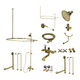 Vintage Three-Handle 2-Hole Tub Wall Mount Clawfoot Tub Faucet Package with Shower Enclosure