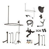 Vintage Three-Handle 2-Hole Tub Wall Mount Clawfoot Tub Faucet Package with Shower Enclosure