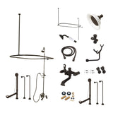 Vintage Three-Handle 2-Hole Tub Wall Mount Clawfoot Tub Faucet Package with Shower Enclosure