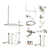 Vintage Three-Handle 2-Hole Tub Wall Mount Clawfoot Tub Faucet Package with Shower Enclosure