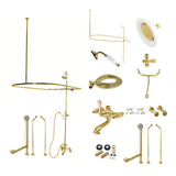 Vintage Three-Handle 2-Hole Tub Wall Mount Clawfoot Tub Faucet Package with Shower Enclosure