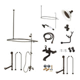 Vintage Three-Handle 2-Hole Tub Wall Mount Clawfoot Tub Faucet Package with Shower Enclosure