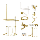 Vintage Three-Handle 2-Hole Tub Wall Mount Clawfoot Tub Faucet Package with Shower Enclosure