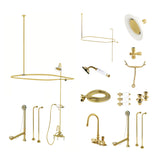 Vintage Three-Handle 2-Hole Tub Wall Mount Clawfoot Tub Faucet Package with Shower Enclosure
