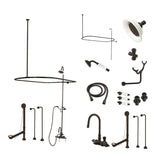 Vintage Three-Handle 2-Hole Tub Wall Mount Clawfoot Tub Faucet Package with Shower Enclosure