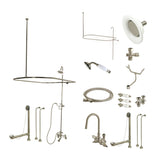 Vintage Three-Handle 2-Hole Tub Wall Mount Clawfoot Tub Faucet Package with Shower Enclosure