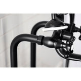 Kingston Three-Handle 2-Hole Freestanding Clawfoot Tub Faucet Package with Supply Line and Stop Valve