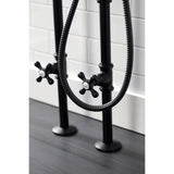 Kingston Three-Handle 2-Hole Freestanding Clawfoot Tub Faucet Package with Supply Line and Stop Valve