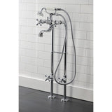 Kingston Three-Handle 2-Hole Freestanding Clawfoot Tub Faucet Package with Supply Line and Stop Valve