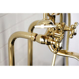 Kingston Three-Handle 2-Hole Freestanding Clawfoot Tub Faucet Package with Supply Line and Stop Valve