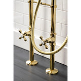 Kingston Three-Handle 2-Hole Freestanding Clawfoot Tub Faucet Package with Supply Line and Stop Valve