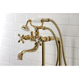 Kingston Three-Handle 2-Hole Freestanding Clawfoot Tub Faucet Package with Supply Line and Stop Valve