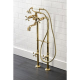Kingston Three-Handle 2-Hole Freestanding Clawfoot Tub Faucet Package with Supply Line and Stop Valve