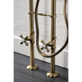 Kingston Three-Handle 2-Hole Freestanding Clawfoot Tub Faucet Package with Supply Line and Stop Valve