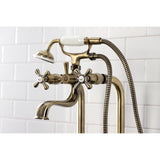 Kingston Three-Handle 2-Hole Freestanding Clawfoot Tub Faucet Package with Supply Line and Stop Valve