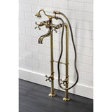 Kingston Three-Handle 2-Hole Freestanding Clawfoot Tub Faucet Package with Supply Line and Stop Valve
