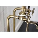 Kingston Three-Handle 2-Hole Freestanding Clawfoot Tub Faucet Package with Supply Line and Stop Valve