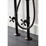 Kingston Three-Handle 2-Hole Freestanding Clawfoot Tub Faucet Package with Supply Line and Stop Valve