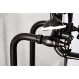 Kingston Three-Handle 2-Hole Freestanding Clawfoot Tub Faucet Package with Supply Line and Stop Valve
