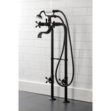 Kingston Three-Handle 2-Hole Freestanding Clawfoot Tub Faucet Package with Supply Line and Stop Valve