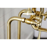 Kingston Three-Handle 2-Hole Freestanding Clawfoot Tub Faucet Package with Supply Line and Stop Valve