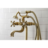Kingston Three-Handle 2-Hole Freestanding Clawfoot Tub Faucet Package with Supply Line and Stop Valve